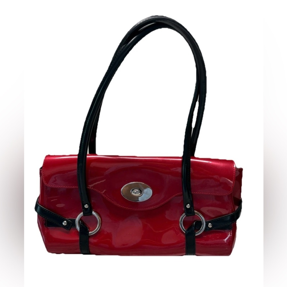 BEIJO Red Patent Leather Bag Purse by SUSAN HANDLEY, 2 Zipper Pockets, Well Made